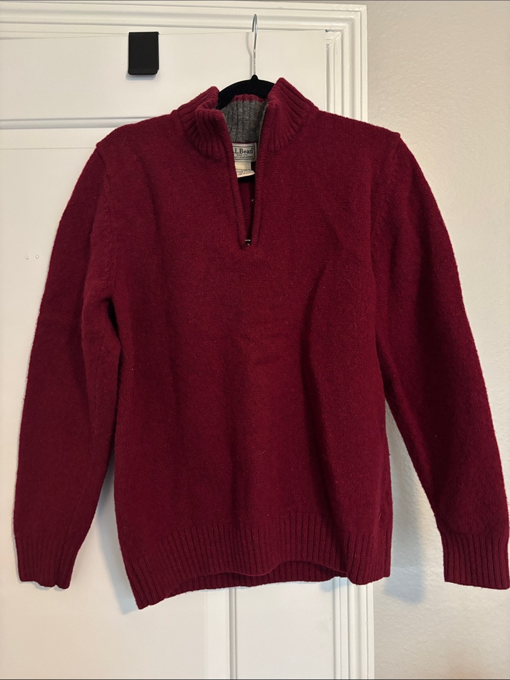 L.L. Bean Men's Zip-Neck Sweater in Deep Burgundy